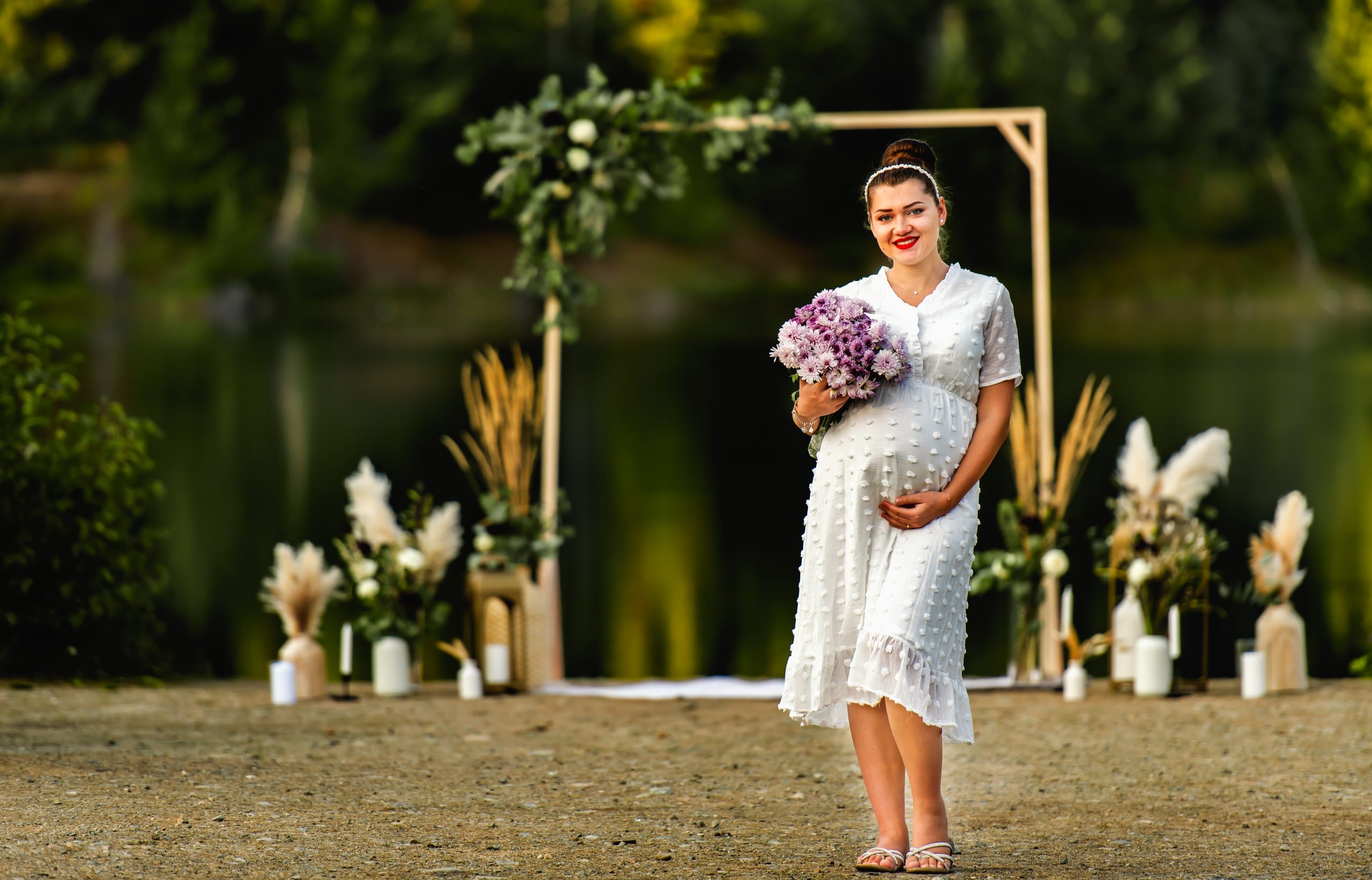 Elegant maternity portrait with natural lighting